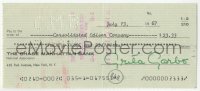 4p0263 GRETA GARBO canceled check 1967 paying $23.33 to the Consolidated Edison Company!