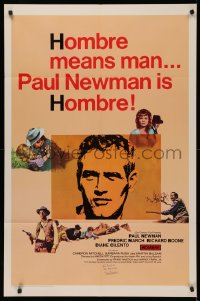 4p0084 HOMBRE signed 1sh 1966 by source novel author Elmore Leonard, great image of Paul Newman!