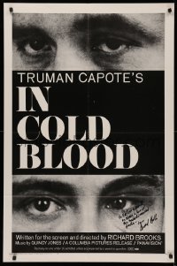 4p0086 IN COLD BLOOD signed 1sh 1968 by cinematographer Conrad L. Hall, from Truman Capote novel!