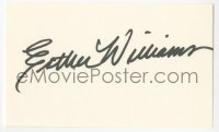4p0444 ESTHER WILLIAMS signed 3x5 index card 1980s it can be framed & displayed with a repro!