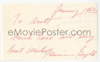 4p0446 GENEVIEVE BUJOLD signed 3x5 index card 1983 it can be framed & displayed with a repro still!