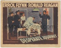 4p0158 DESPERATE JOURNEY signed LC 1942 by Nancy Coleman, in operating room with Errol Flynn & more!