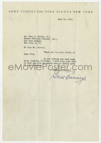 4p0257 GENE TUNNEY signed letter 1932 includes two REPRO stills of the heavyweight boxing champion!