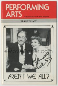 4p0293 CLAUDETTE COLBERT signed playbill 1985 starring with Rex Harrison in Aren't We All?