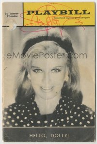 4p0296 GINGER ROGERS signed playbill 1966 when she appeared in Hello Dolly on Broadway!