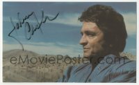 4p0246 JOHNNY CASH signed postcard 1970s the music legend enjoying a break from his tour!