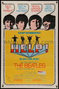 4p0221 HELP signed 28x42 REPRO poster 1970s by producer Walter Shenson, great image of The Beatles!