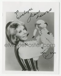 4p0282 SHARI LEWIS signed 4x5 photo 1970s wonderful smiling portrait with her puppet Lamb Chop!