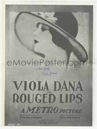 4p0235 VIOLA DANA signed book page 1980s Hal Phyfe portrait of her on Rouged Lips poster image!