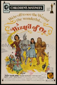 4p0140 WIZARD OF OZ signed 1sh R1972 by Ray Bolger, Jack Haley, Maren, Hamilton & SIXTEEN others!