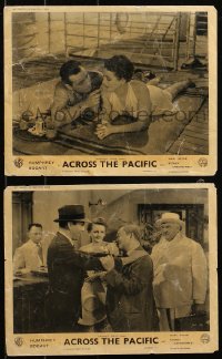 4r0889 ACROSS THE PACIFIC 2 English FOH LCs 1942 different images of Bogart & Mary Astor, ultra rare!