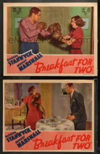 4r0664 BREAKFAST FOR TWO 2 LCs 1937 Barbara Stanwyck & Herbert Marshall boxing each other & more!