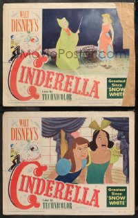 4r0673 CINDERELLA 2 LCs 1950 Disney classic cartoon love story, the greatest since Snow White!