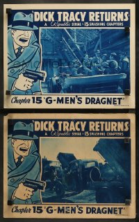 4r0680 DICK TRACY RETURNS 2 chapter 15 LCs 1938 great Chester Gould border art, G-Men's Dragnet!