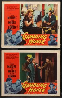 4r0703 GAMBLING HOUSE 2 LCs 1951 great images of Victor Mature, William Bendix, Terry Moore!