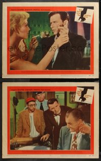 4r0735 MAN WITH THE GOLDEN ARM 2 LCs 1956 Frank Sinatra, Otto Preminger, Kim Novak, Saul Bass art!