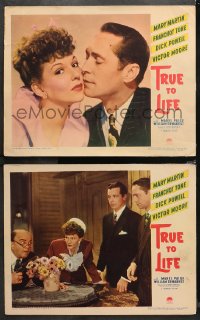 4r0781 TRUE TO LIFE 2 LCs 1943 Mary Martin, Dick Powell, Franchot Tone, Victor Moore & others!
