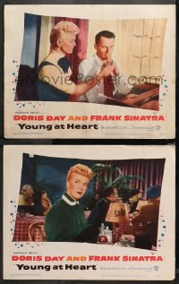 4r0790 YOUNG AT HEART 2 LCs 1954 great images of Doris Day close-up & lighting Sinatra's cigarette!