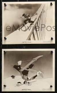 4r1326 ART OF SKIING 3 8x10 stills 1941 Walt Disney, wacky images of Goofy ski jumping and crashing!