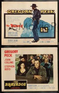 4r0052 BRAVADOS 8 LCs 1958 cowboy western images of Gregory Peck & sexy Joan Collins!