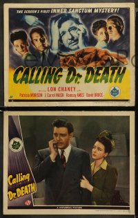 4r0059 CALLING DR. DEATH 8 LCs 1943 Lon Chaney Jr., Patricia Morison, 1st Inner Sanctum, rare!
