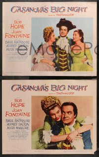 4r0061 CASANOVA'S BIG NIGHT 8 LCs 1954 great images of Bob Hope & sexy Joan Fontaine, Basil Rathbone!