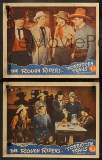 4r0581 FORBIDDEN TRAILS 3 LCs 1941 Rough Riders, Buck Jones & Tim McCoy, faro gambling image!