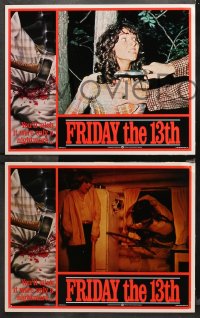 4r0130 FRIDAY THE 13th 8 int'l LCs 1980 Kevin Bacon, horror slasher images, border art by Joann!