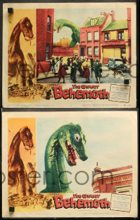 4r0137 GIANT BEHEMOTH 8 LCs 1959 massive dinosaur monster smashing city, ultra rare complete set!