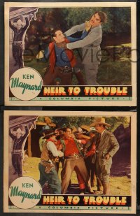 4r0587 HEIR TO TROUBLE 3 LCs 1935 great images of cowboy Ken Maynard, who is dynamite in action!