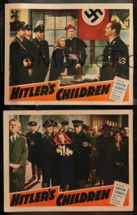 4r0589 HITLER'S CHILDREN 3 LCs 1943 WWII Nazi Tim Holt , Bonita Granville, Otto Kruger, ultra rare!