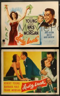 4r0184 LADY LUCK 8 LCs 1946 great images of Robert Young, sexy Barbara Hale, gambling!