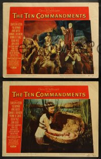 4r0316 TEN COMMANDMENTS 8 LCs 1956 Cecil B. DeMille classic, Charlton Heston, Yul Brynner!