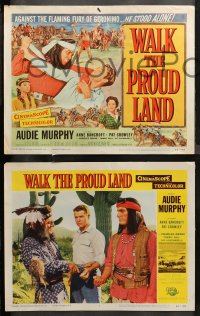 4r0351 WALK THE PROUD LAND 8 LCs 1956 great images of cowboy Audie Murphy, Jay Silverheels!