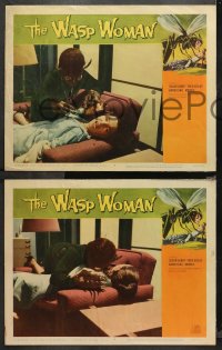 4r0564 WASP WOMAN 4 LCs 1959 includes a great scenes of the female insect-headed monster attacking!