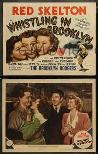 4r0358 WHISTLING IN BROOKLYN 8 LCs 1943 Red Skelton, pretty Ann Rutherford, rare complete set!