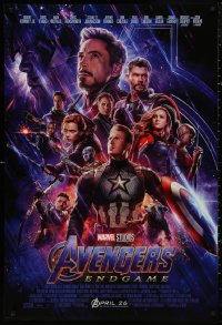4s0830 AVENGERS: ENDGAME advance DS 1sh 2019 Marvel Comics, cool montage with Hemsworth & top cast!