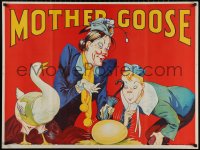 4s0024 MOTHER GOOSE stage play British quad 1930s cool artwork of mom, goose & golden egg!