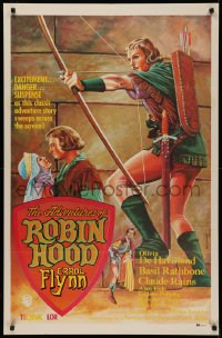 4s0285 ADVENTURES OF ROBIN HOOD 27x41 Spanish commercial 1970s Calera art of Flynn & De Havilland!