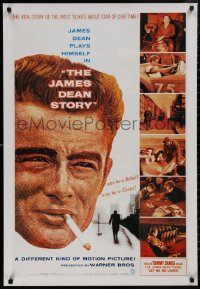 4s0258 JAMES DEAN STORY 26x38 commercial poster 1980s smoking artwork, was he a Rebel or a Giant?