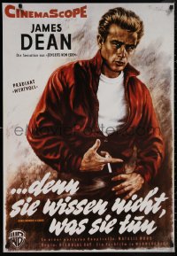 4s0282 REBEL WITHOUT A CAUSE 26x38 German commercial poster 1990s Ray, James Dean by Wendt!
