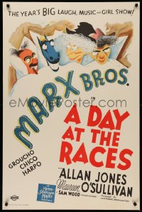 4s0008 DAY AT THE RACES style D S2 poster 2002 Groucho, Chico & Harpo Marx in bed with horse!