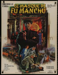 4s0586 FACE OF FU MANCHU French 24x31 1966 great art of Asian villain Christopher Lee by Mascii!