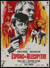 4s0592 HELICOPTER SPIES French 23x31 1968 Robert Vaughn, David McCallum, The Man from UNCLE, Rau art