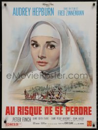4s0603 NUN'S STORY French 24x32 R1960s great Mascii art of religious missionary Audrey Hepburn!