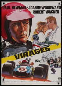 4s0622 WINNING French 23x32 1969 Paul Newman, cool different Indy car racing art by Bussenko!