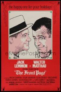 4s0931 FRONT PAGE advance 1sh 1975 Lettick art of Jack Lemmon & Walter Matthau, directed by Billy Wilder!