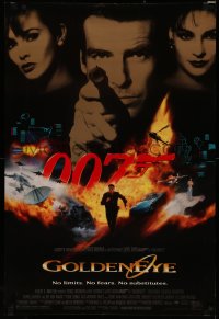 4s0943 GOLDENEYE DS 1sh 1995 cast image of Pierce Brosnan as Bond, Isabella Scorupco, Famke Janssen!