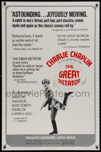 4s0946 GREAT DICTATOR 1sh R1972 Charlie Chaplin directs and stars, wacky WWII comedy!