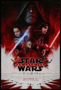 4s1005 LAST JEDI advance DS 1sh 2017 Star Wars, incredible sci-fi image of Hamill, Driver & Ridley!